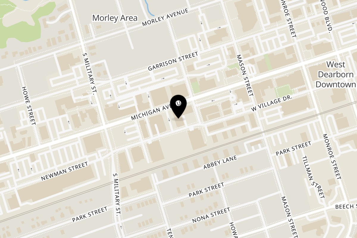 Map showing the location of Chicken Kraze on 22225 Michigan Ave in Dearborn
